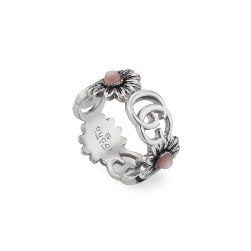 Anello Gucci con fiori e Doppia G ring sconto discount