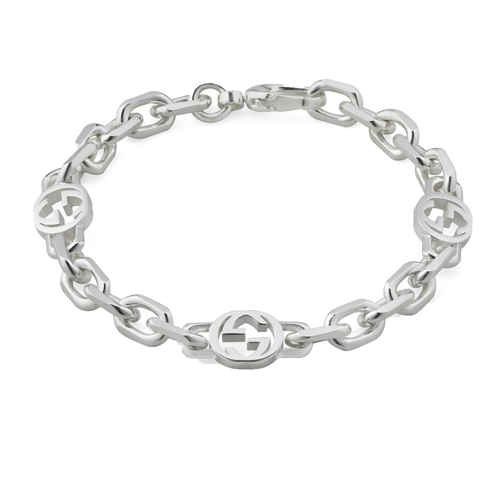 BRACCIALE CON CATENA INCROCIO GG FINITURA LUCIDA