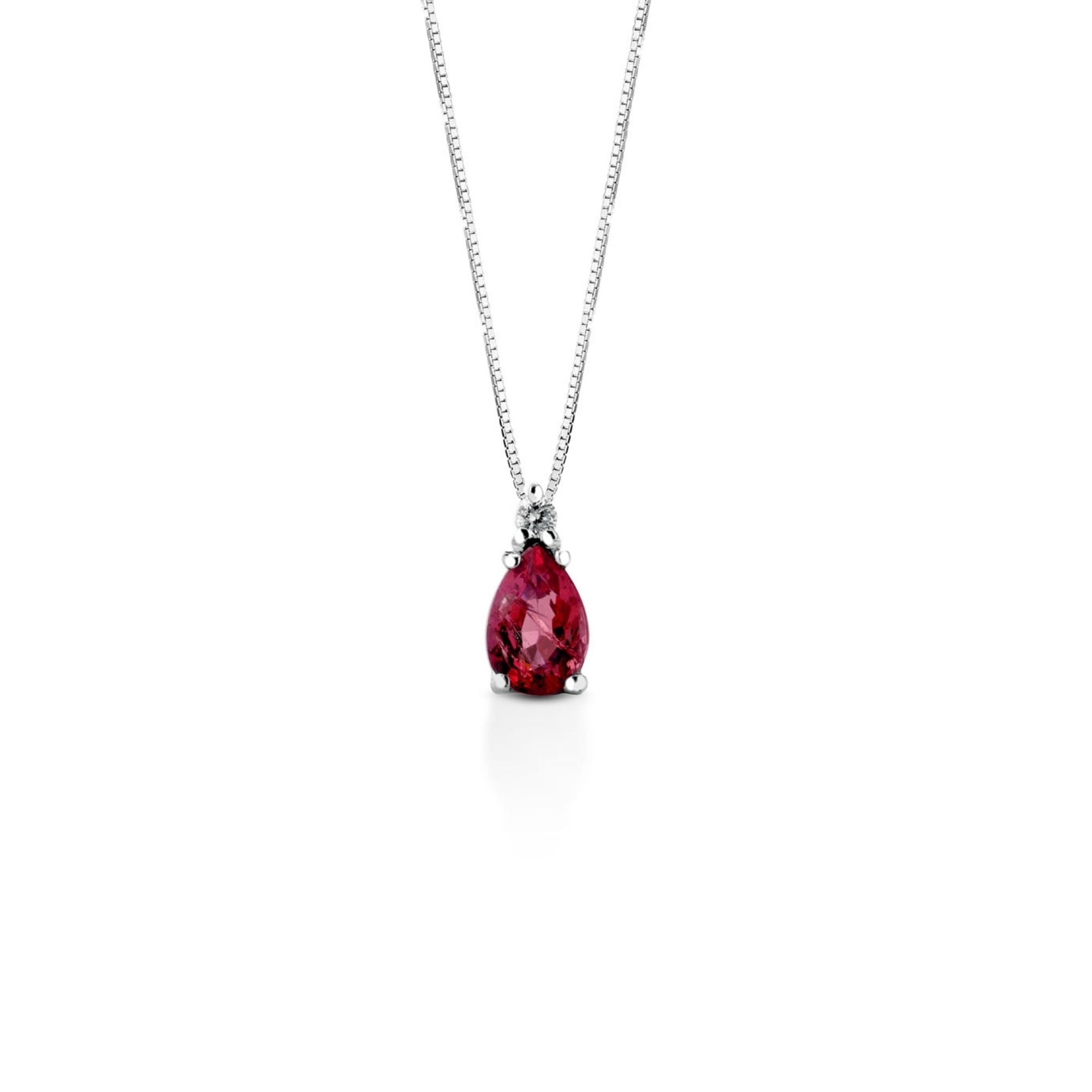 Collana oro bianco rubino e diamante White gold ruby and diamond necklace