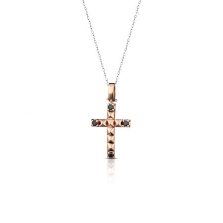 Collana croce con diamanti neri cross black diamonds man sconto discount