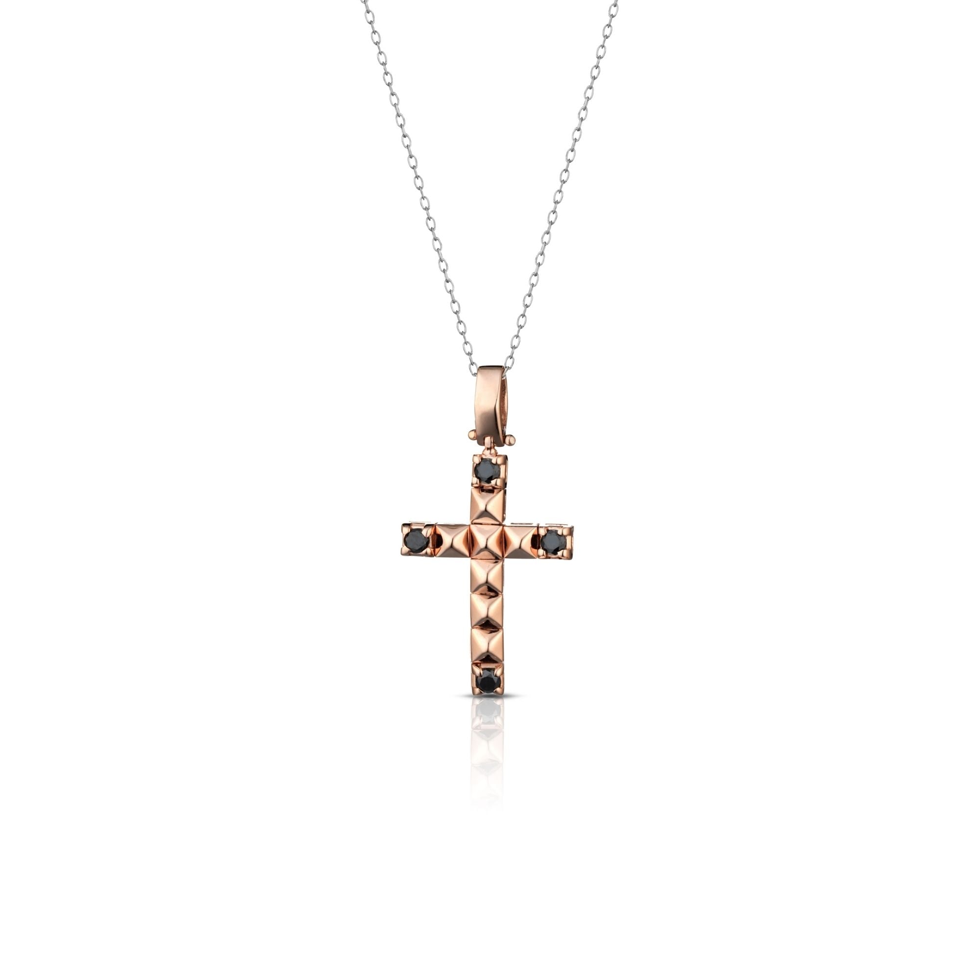 Collana croce con diamanti neri cross black diamonds man sconto discount