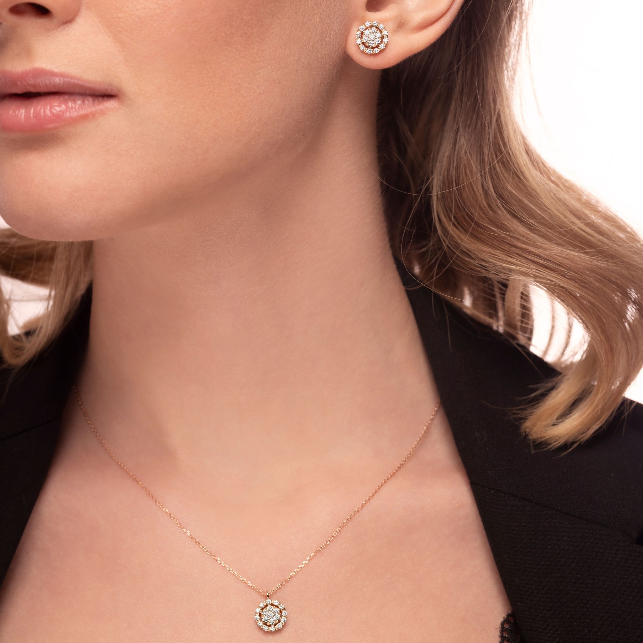 Orecchini Circles in oro rosa e brillanti earrings in rose gold and diamonds sconto discount