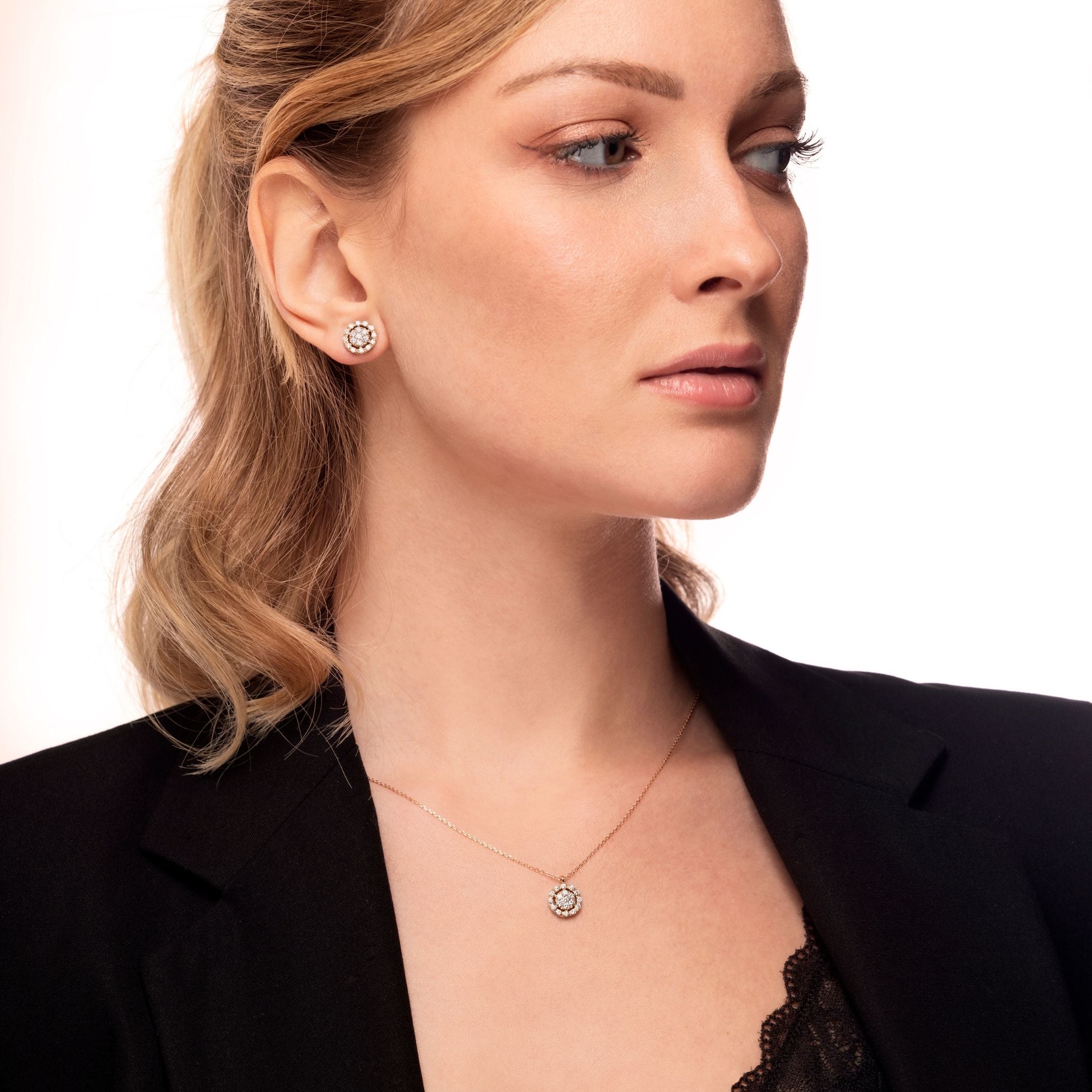 Orecchini Circles in oro rosa e brillanti earrings in rose gold and diamonds sconto discount