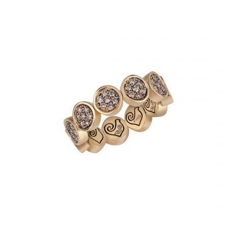 41282 Anello veretta Paillettes in oro giallo 18 Kt e pavè di diamanti champagne RING DIAMONDS SCONTO DISCOUNT