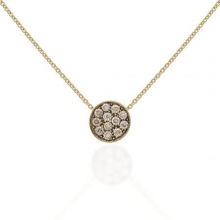 41411 collana lunghezza 40:42cm con pendente Paillettes in oro giallo 18 Kt, pavè di diamanti Champagne e smalto caramello cnecklace sconto discount diamonds chantecler