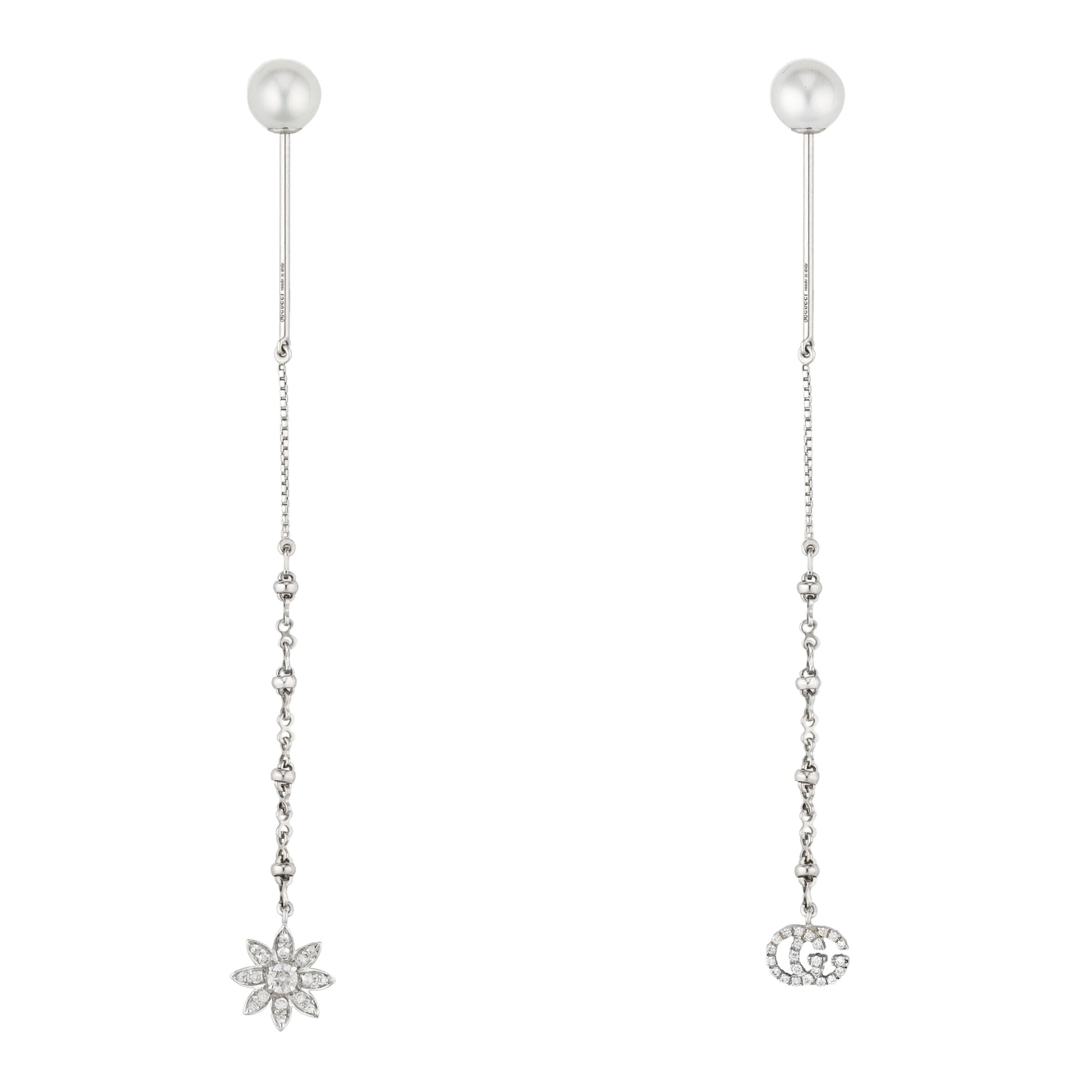 YBD582031001 Orecchini Gucci fiore e Doppia G con diamanti earrings sconto discount