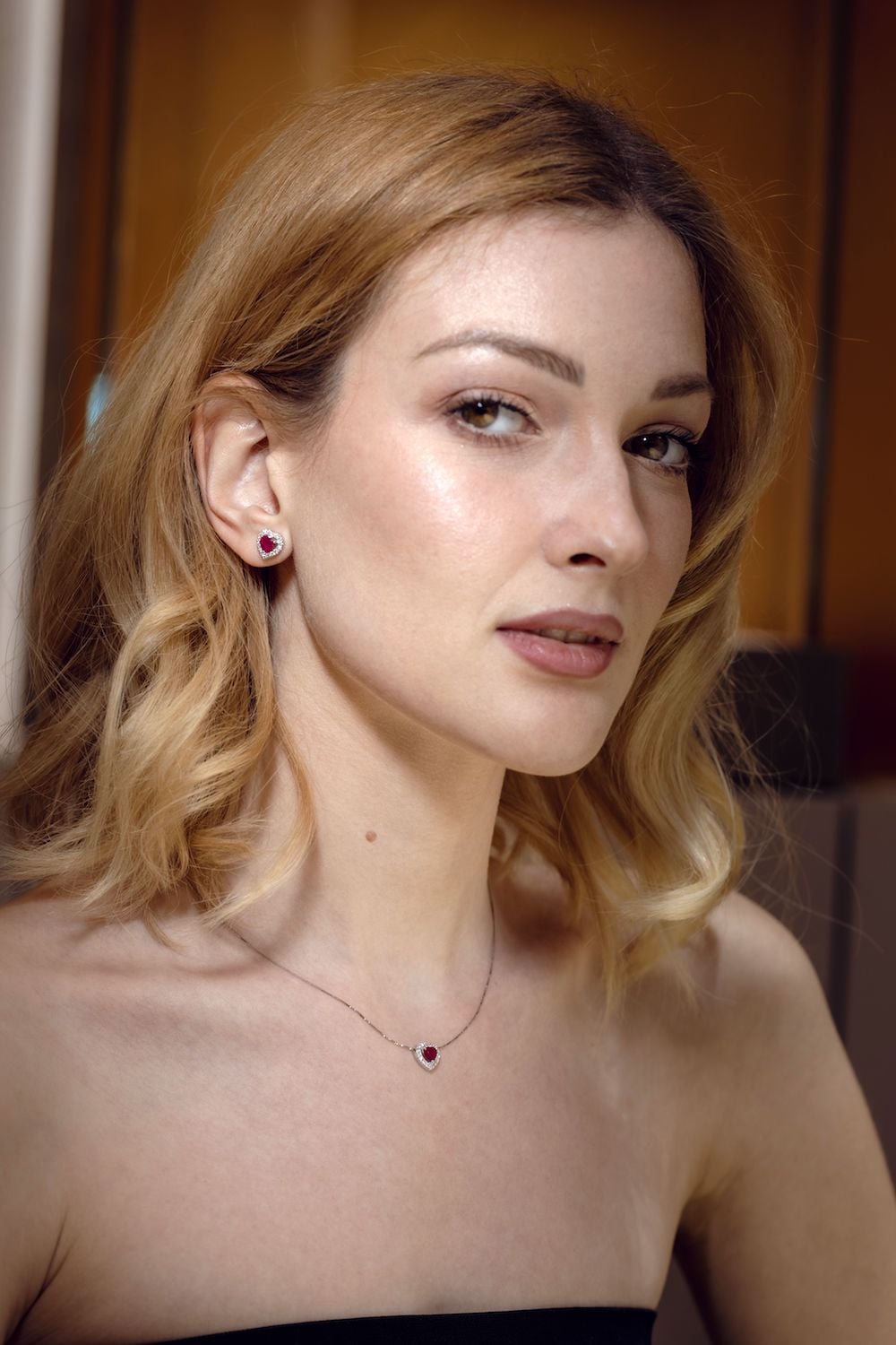 Collana con Ciondolo cuore diamanti e rubino - immagine 2