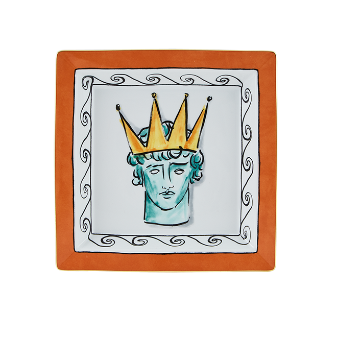 Richard Ginori IL VIAGGIO DI NETTUNO SVUOTATASCHE QUADRATO GRANDE ROCK ORANGE