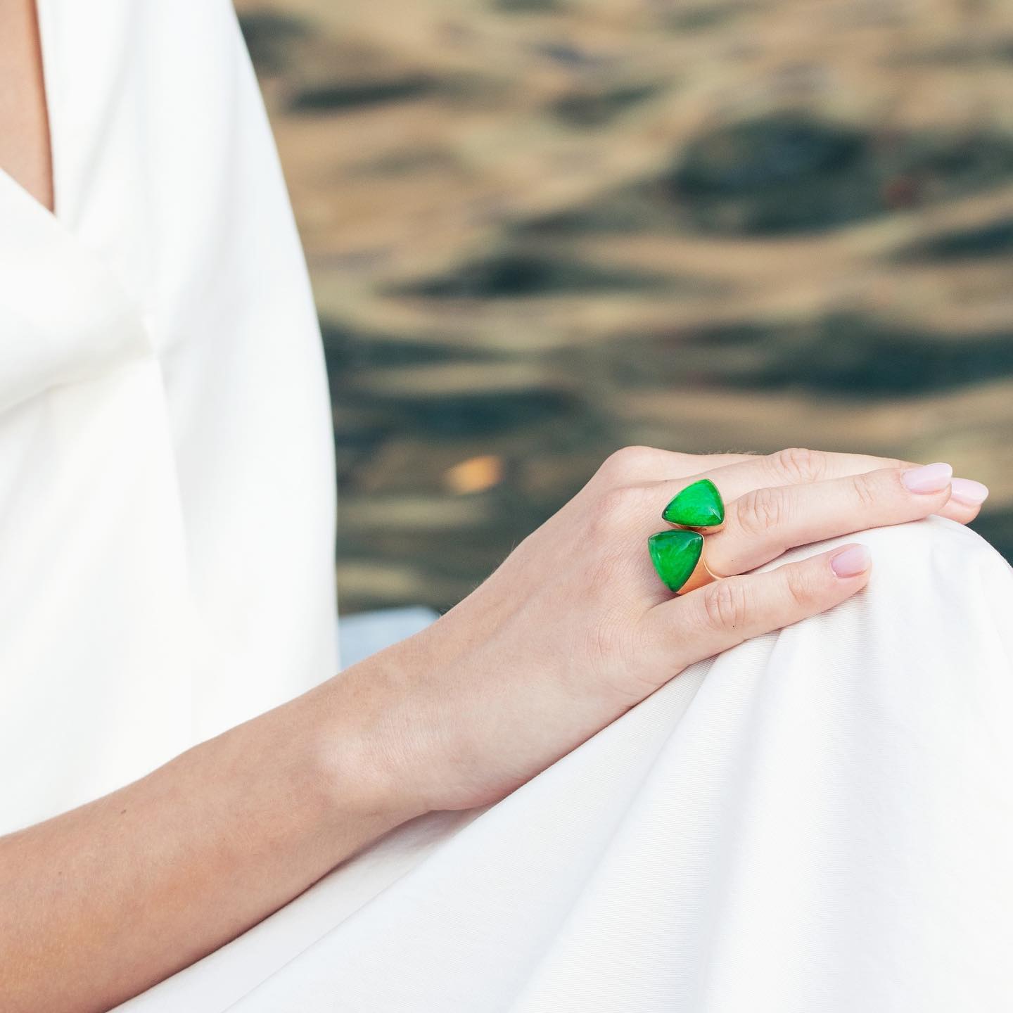 VHERNIER RING Arrow jade and rock crystal - Image 2