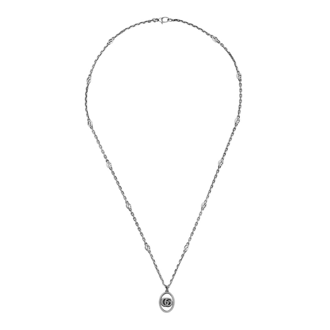Collana Doppia G632540 J8400 0701 Gucci silver necklace GG sconto discount