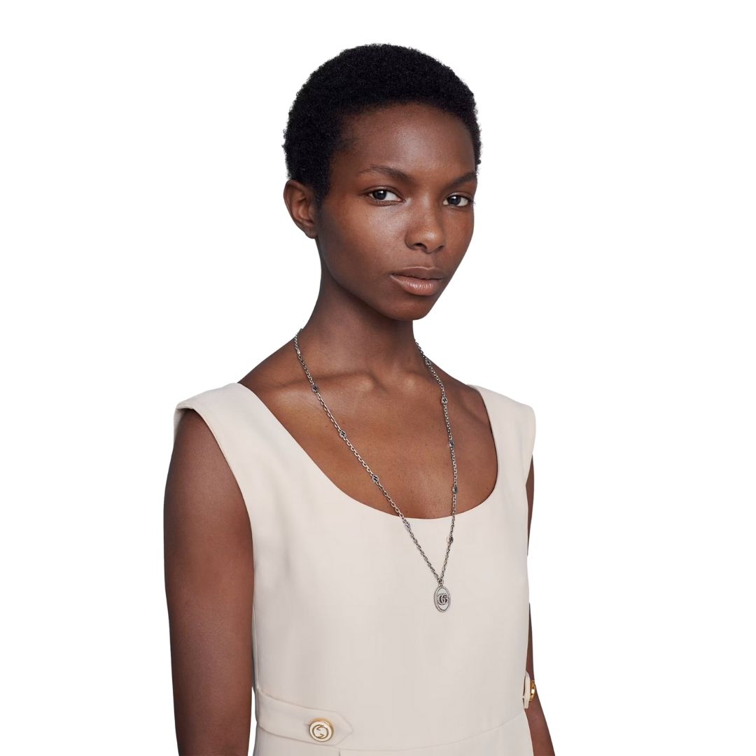 Collana Doppia G632540 J8400 0701 Gucci silver necklace GG sconto discount