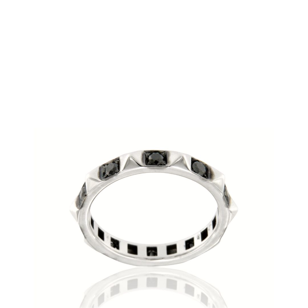 Giò ring White gold black diamonds and studs anello borchie e diamanti neri sconto discount