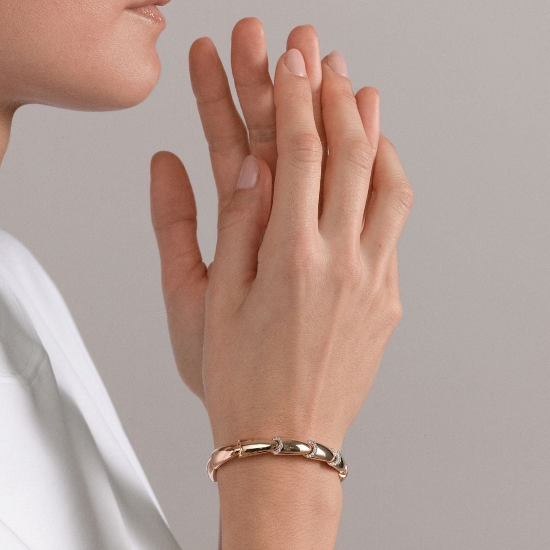VHERNIER Bracciale Calla Oro Rosa MIDI bracelet diamonds sconto discount