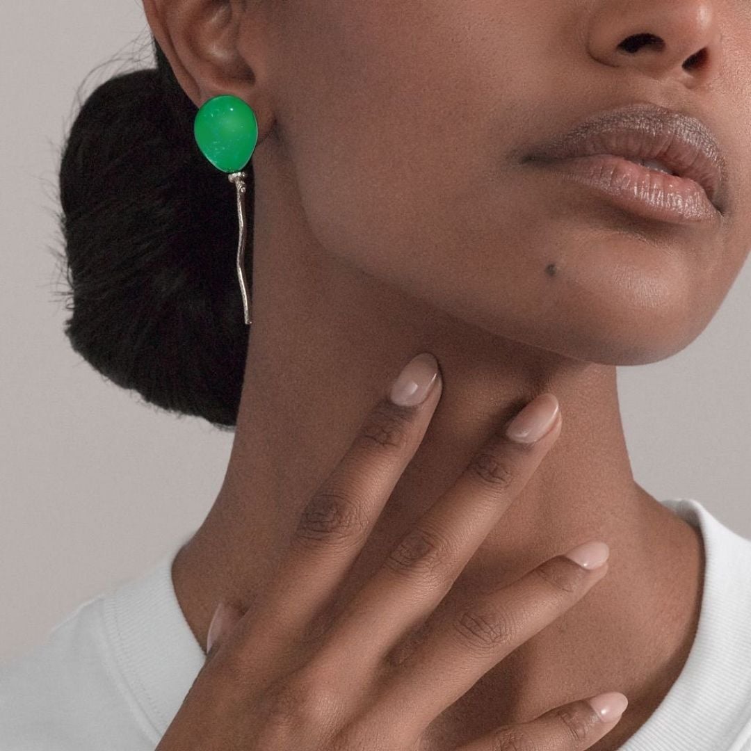 VHERNIER MonoOrecchino Grande Palloncino Cristallo Giada - immagine 2