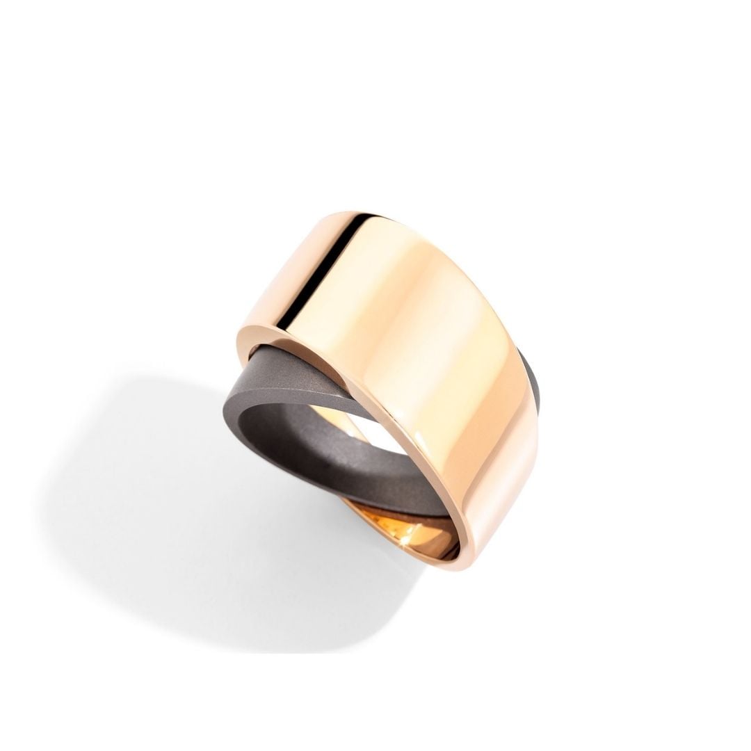 VHERNIER ANELLO ORO ROSA E TITANIO Tourbillon titanium ring sconto discount