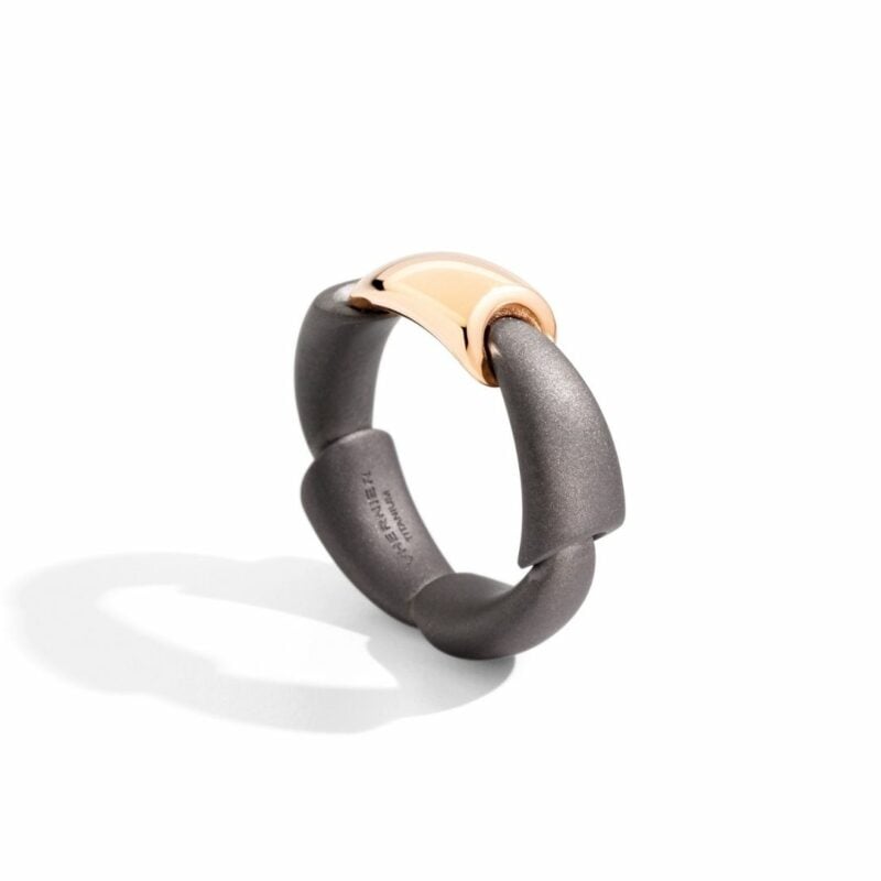 vherier Anello in titanio e oro rosa ring titanium sconto discount