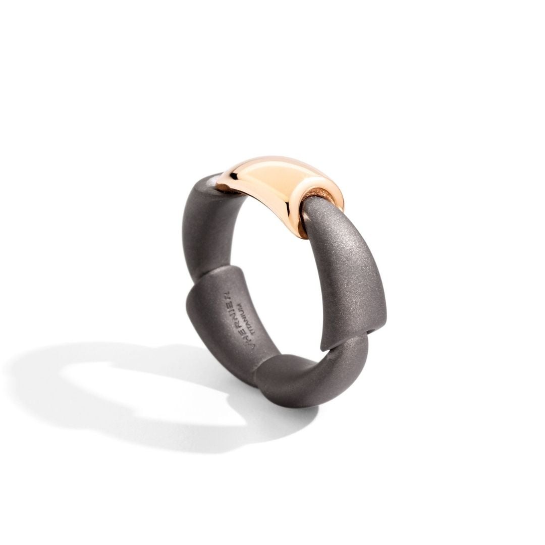 vherier Anello in titanio e oro rosa ring titanium sconto discount
