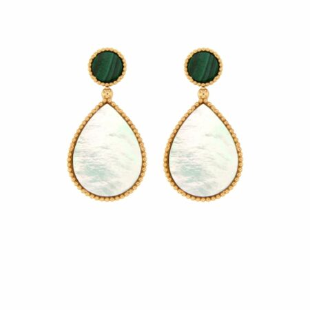 Orecchini Bollicine Oro rosa e Madreperla e Malachite earrings pendant mother of pearl sconto discount