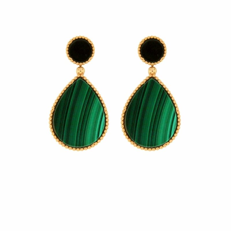Orecchini Bollicine Oro rosa e Onice e Malachite onix earrings sconto discount