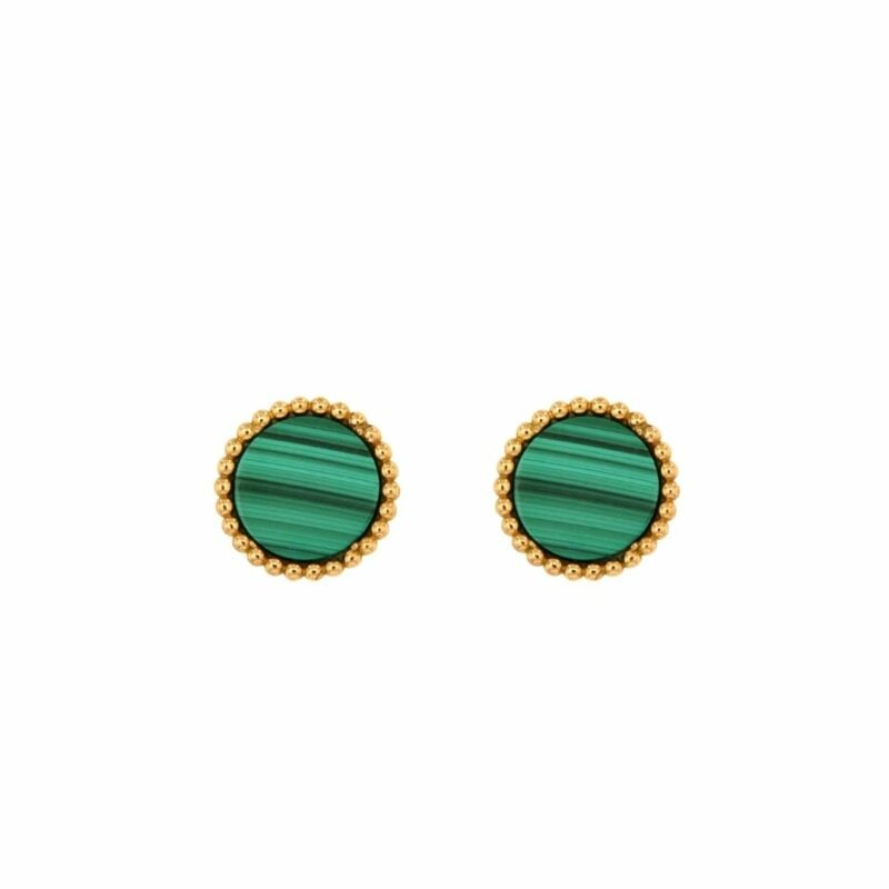 Orecchini Bollicine Oro rosa e malachite earrings malachite sconto discount