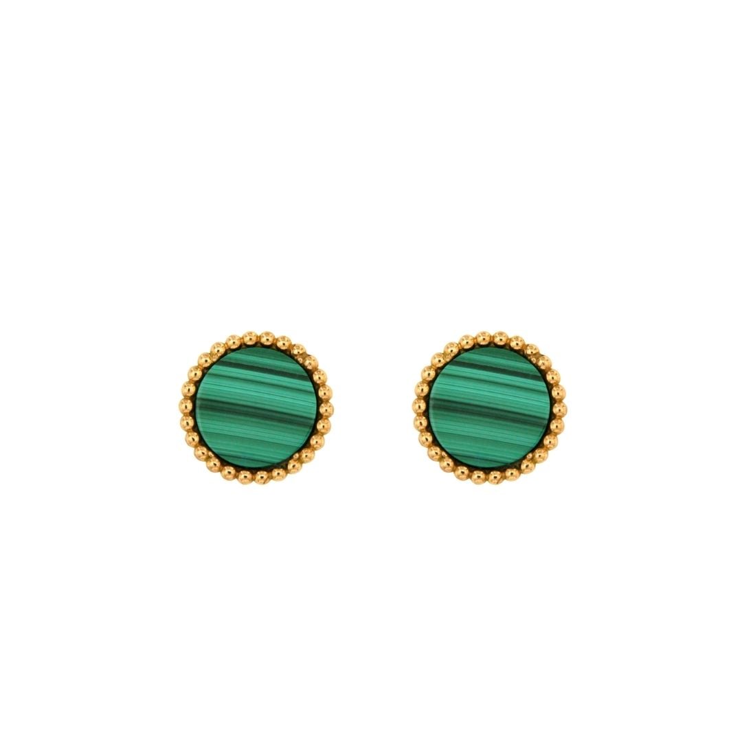 Orecchini Bollicine Oro rosa e malachite earrings malachite sconto discount