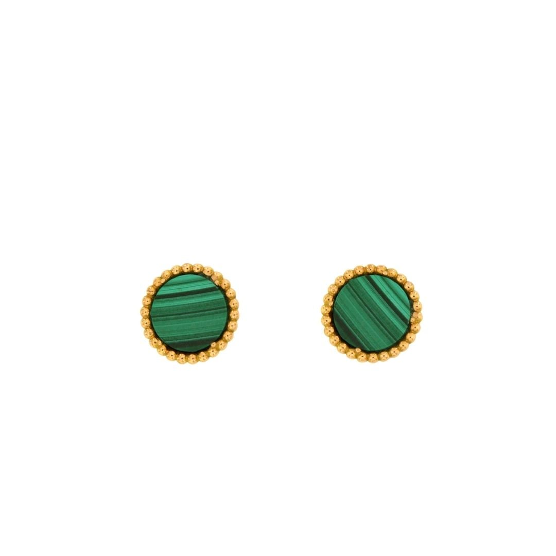 Orecchini Bollicine Oro rosa e malachite earrings sconto discount
