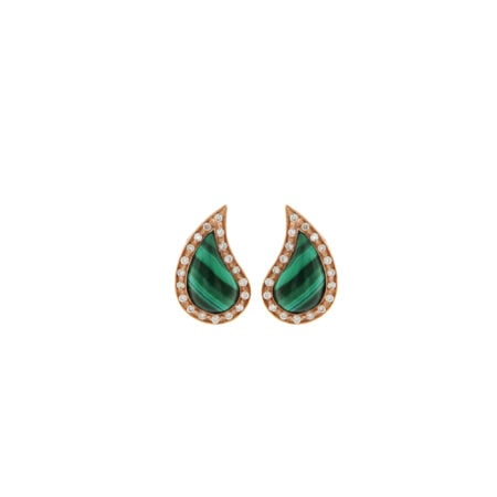 Orecchini Cashmere Oro rosa Diamanti e Malachite earrings rose gold diamonds sconto discount