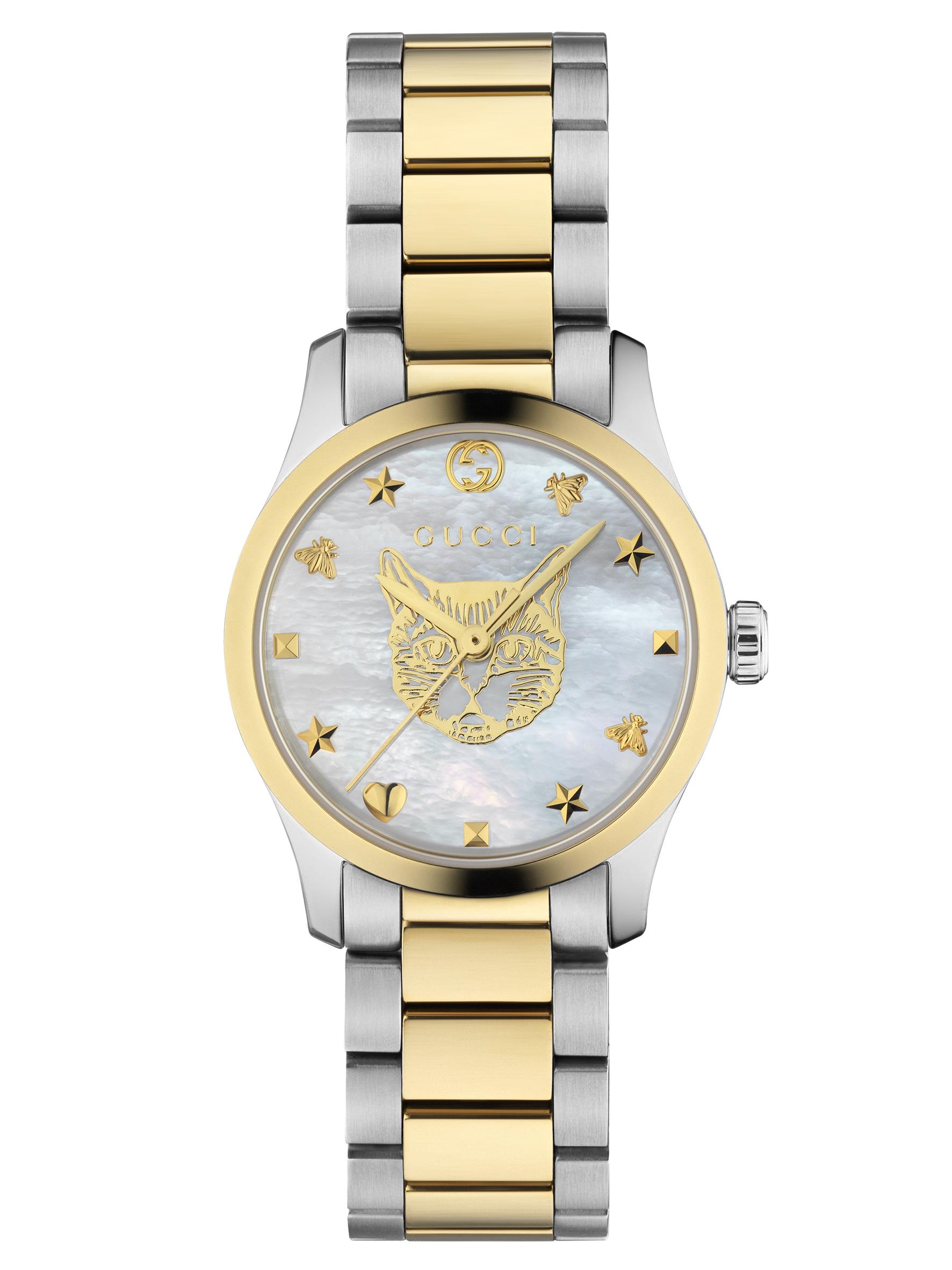 Orologio Gucci G-Timeless ICONIC quadrante argentato con motivo testa di felino in oro giallo - immagine 4