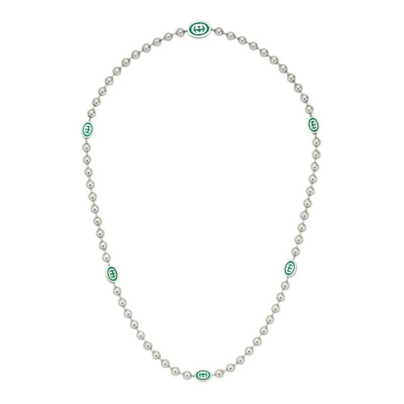 Collana Gucci Interlocking G con catena boule necklace enamel sconto discount