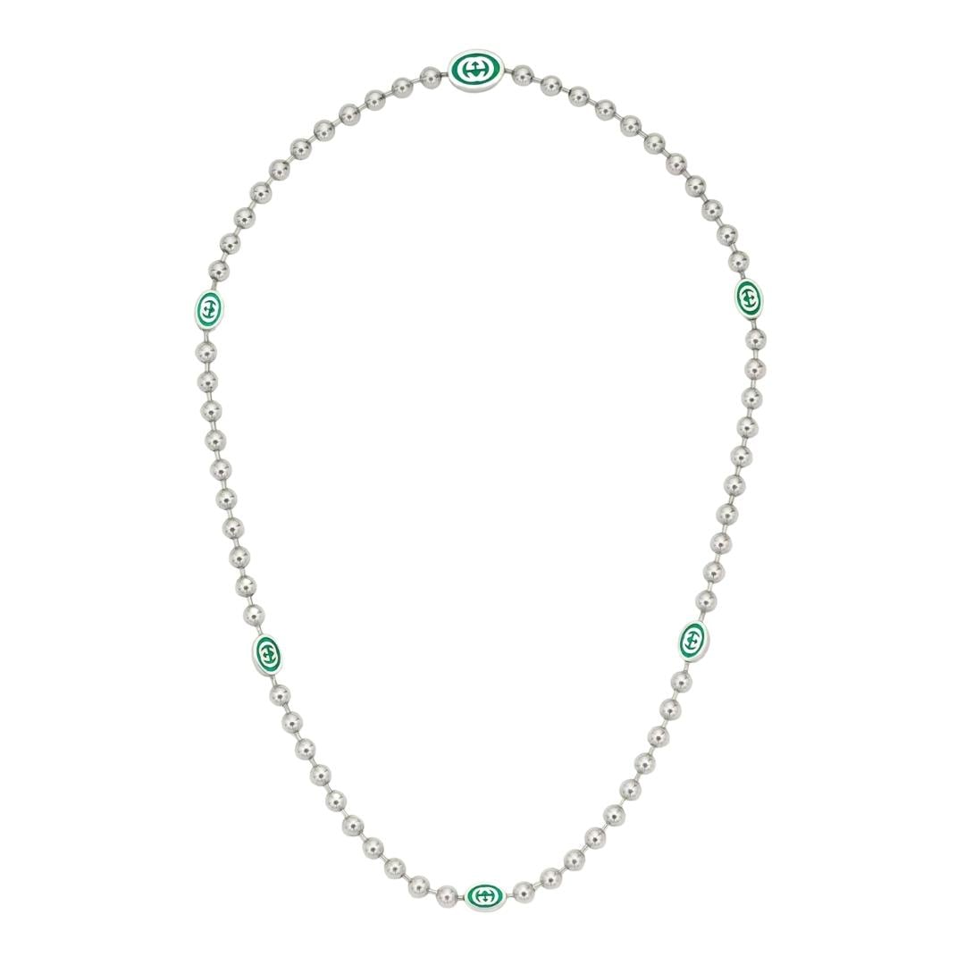Collana Gucci Interlocking G con catena boule necklace enamel sconto discount