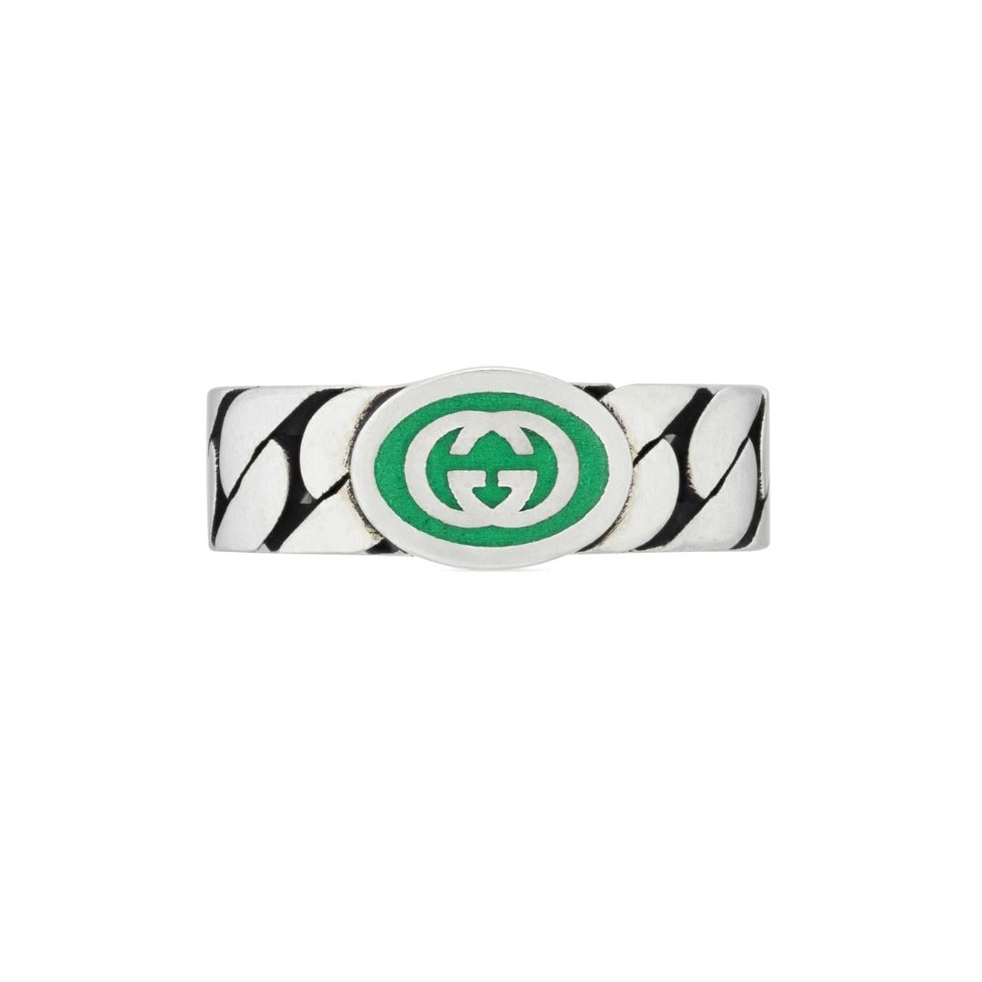 GUCCI Anello Interlocking G smalto - immagine 4