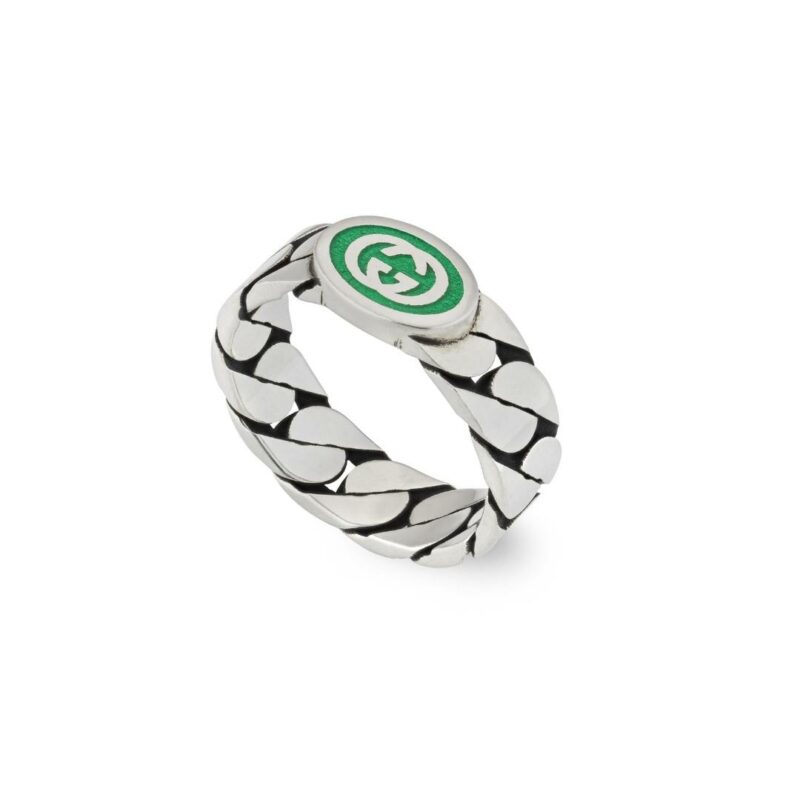 GUCCI Anello Interlocking G smalto ring enamel sconto discount