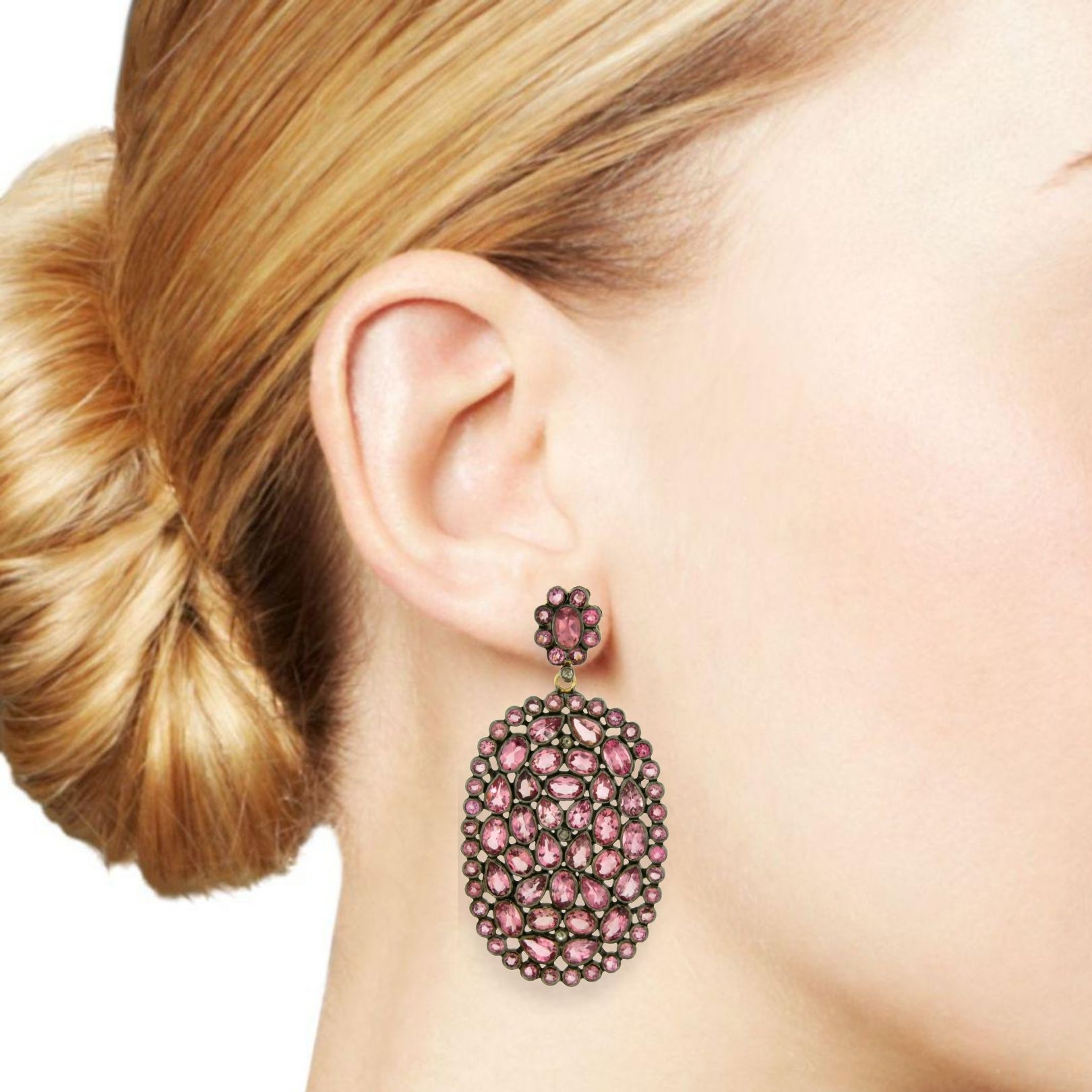 Oval earrings Oriental Pink Sapphires - Image 3