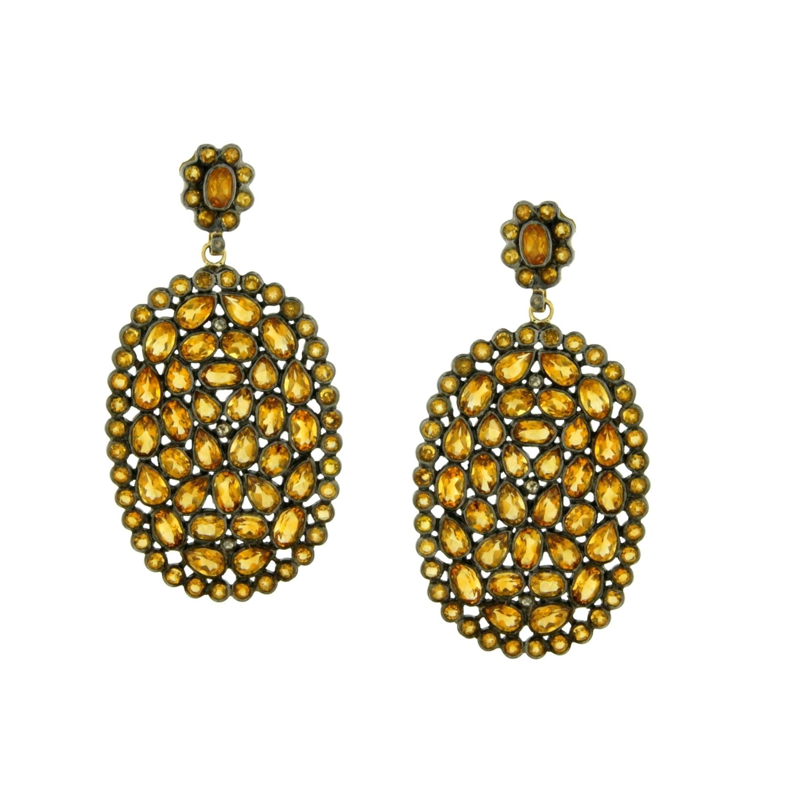 Orecchini ovali Oriental quarzi citrino naturali