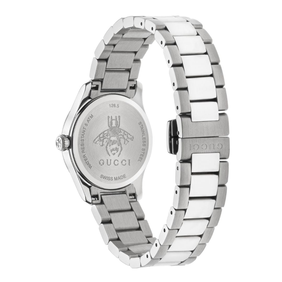 Orologio Gucci G-Timeless 27mm quadrante madreperla rosa con motivo testa di felino - immagine 3