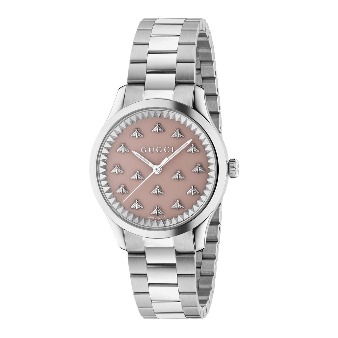Orologio Gucci G-Timeless con api 32 mm quadrante laccato rosa con api