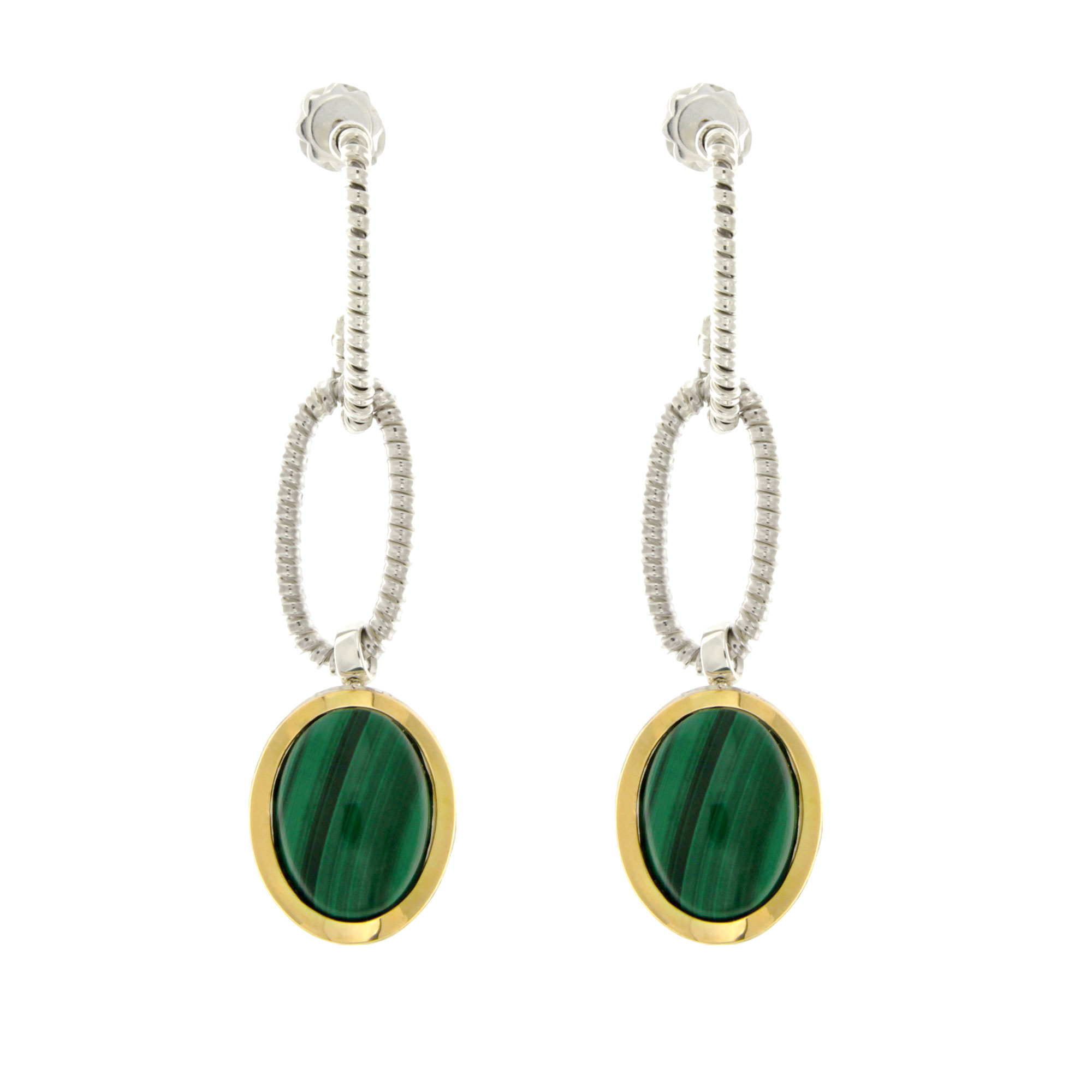 ORECCHINI TUBOGAS PENDENTI ONICE E MALACHITE DOUBLE - immagine 3