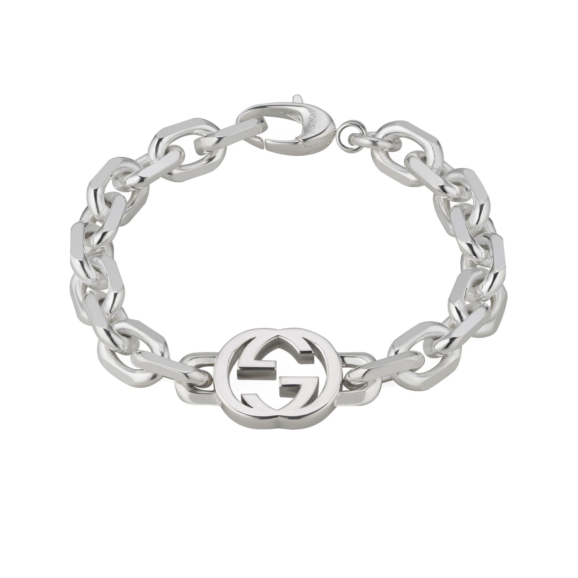 BRACCIALE CON CATENA INCROCIO GG LUCIDO