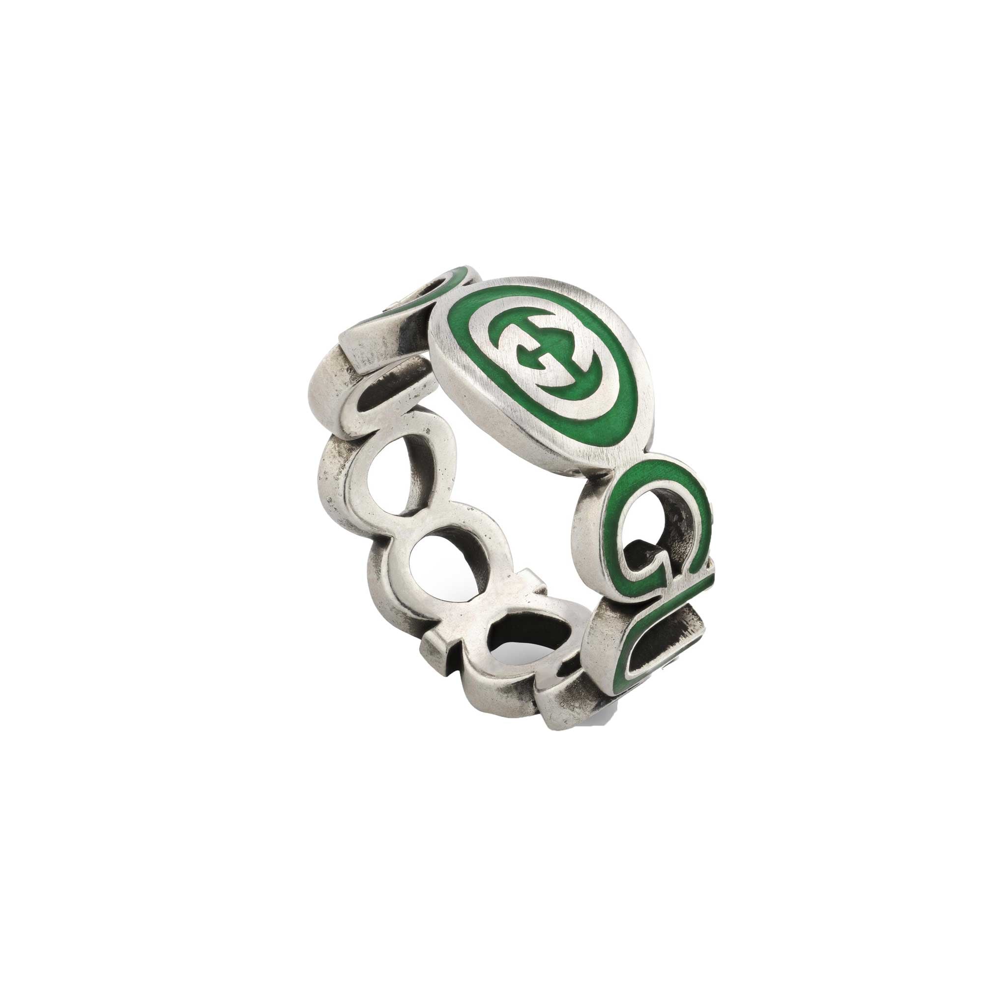 Anello Incrocio GG SMALTO VERDE