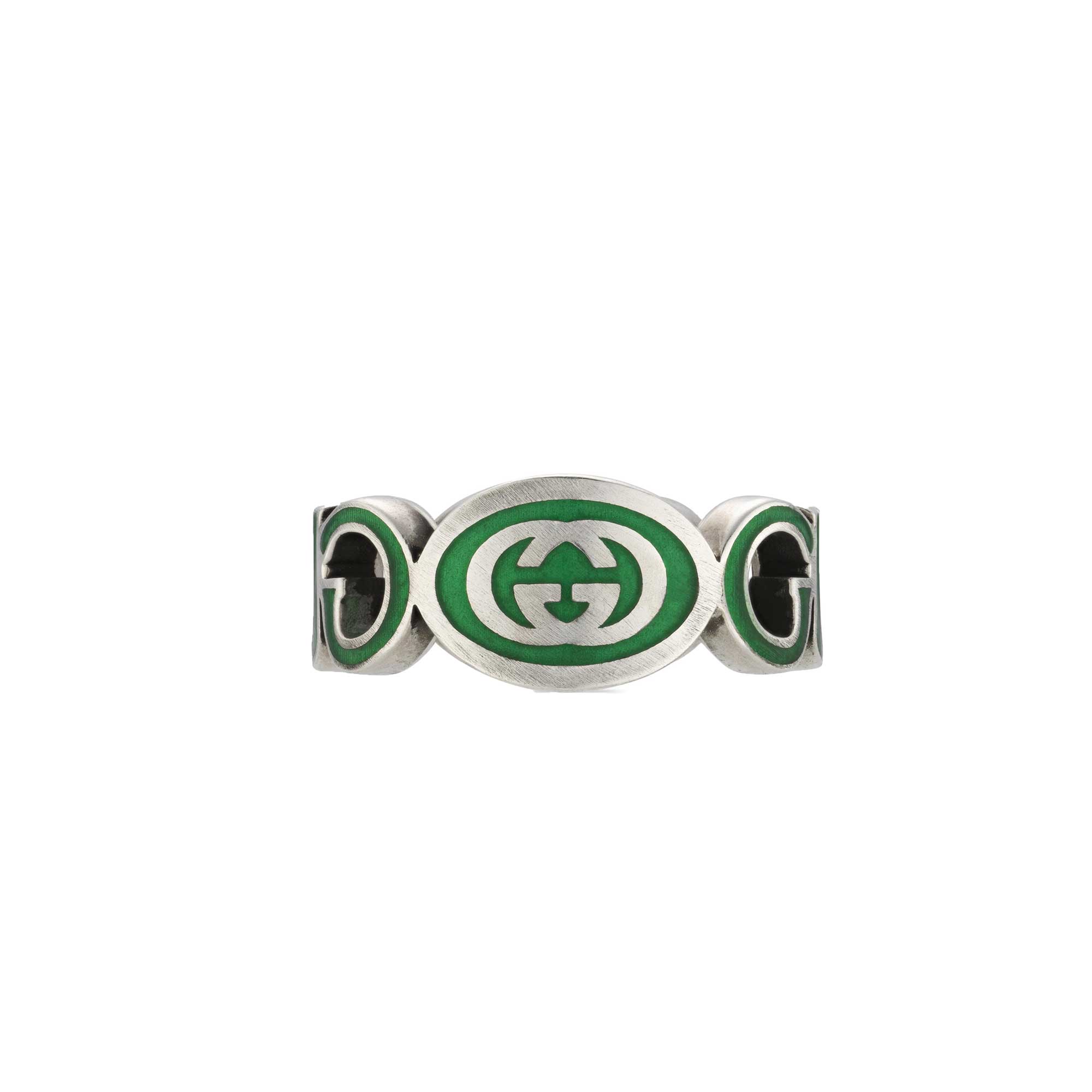 Anello Incrocio GG SMALTO VERDE - immagine 2