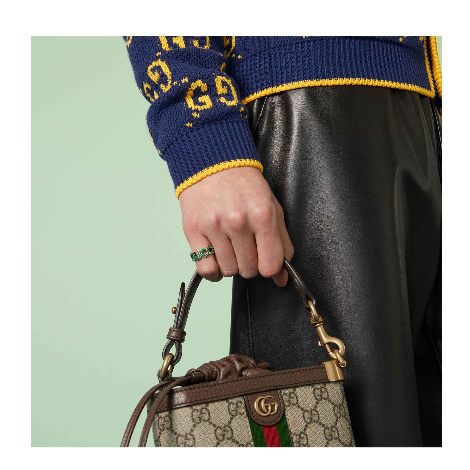 Anello Incrocio GG SMALTO VERDE - immagine 5