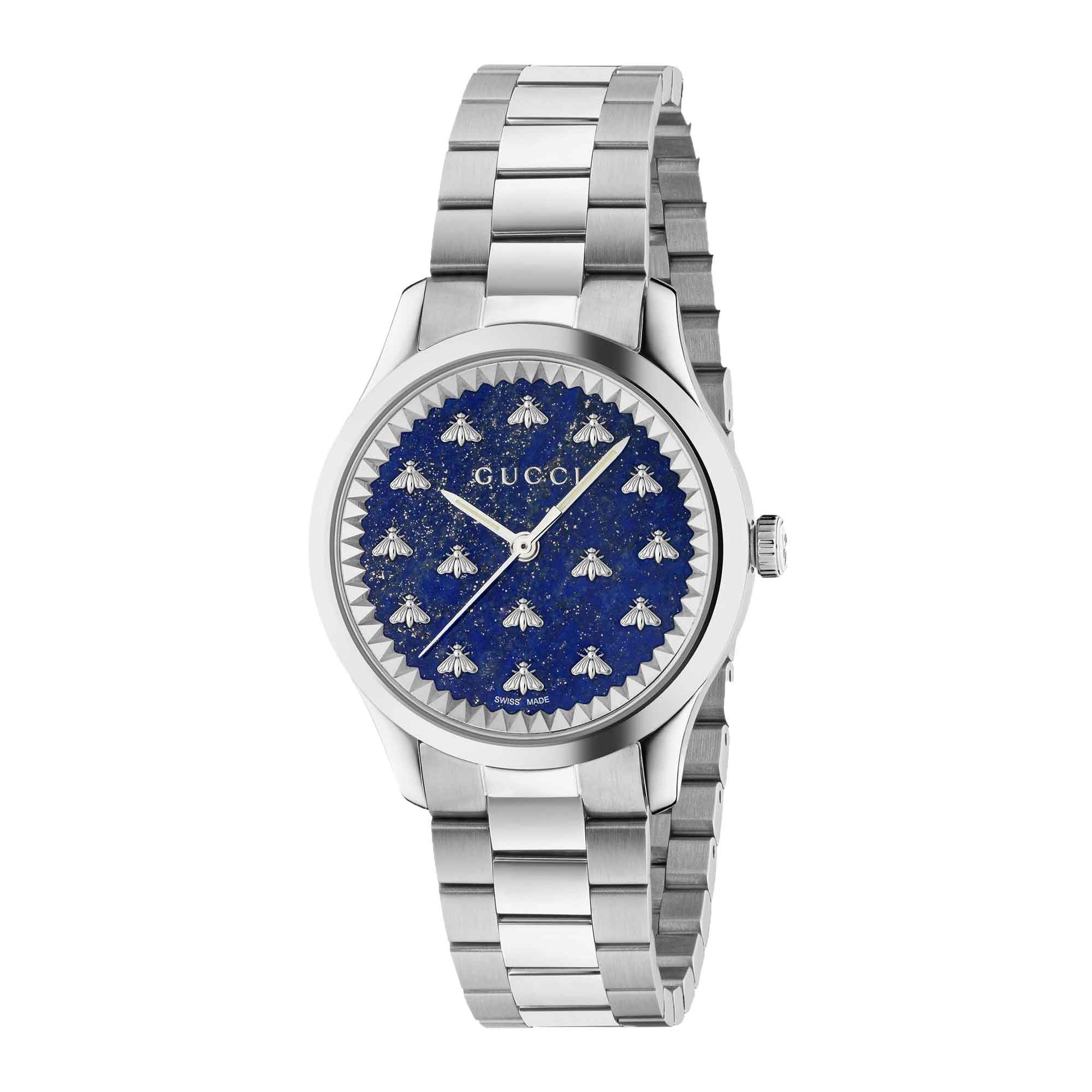 OROLOGIO G-TIMELESS CON API 32 MM QUADRANTE IN LAPISLAZZULI BLU SCURO CON API