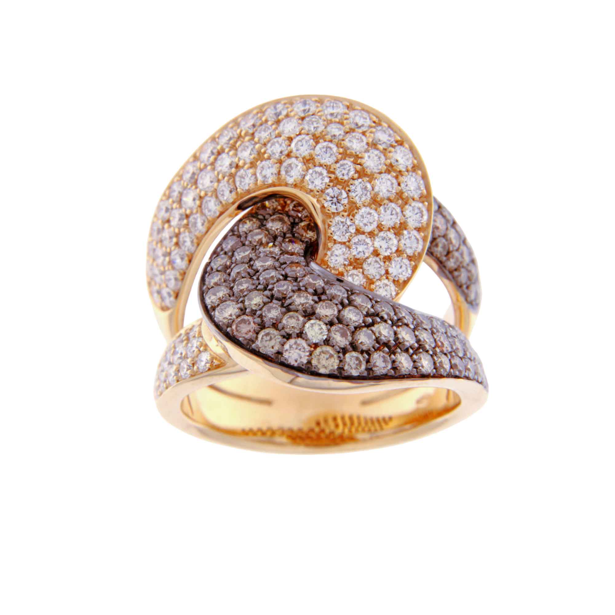 Fascia grumette oro rosa, brillanti e brillanti brown