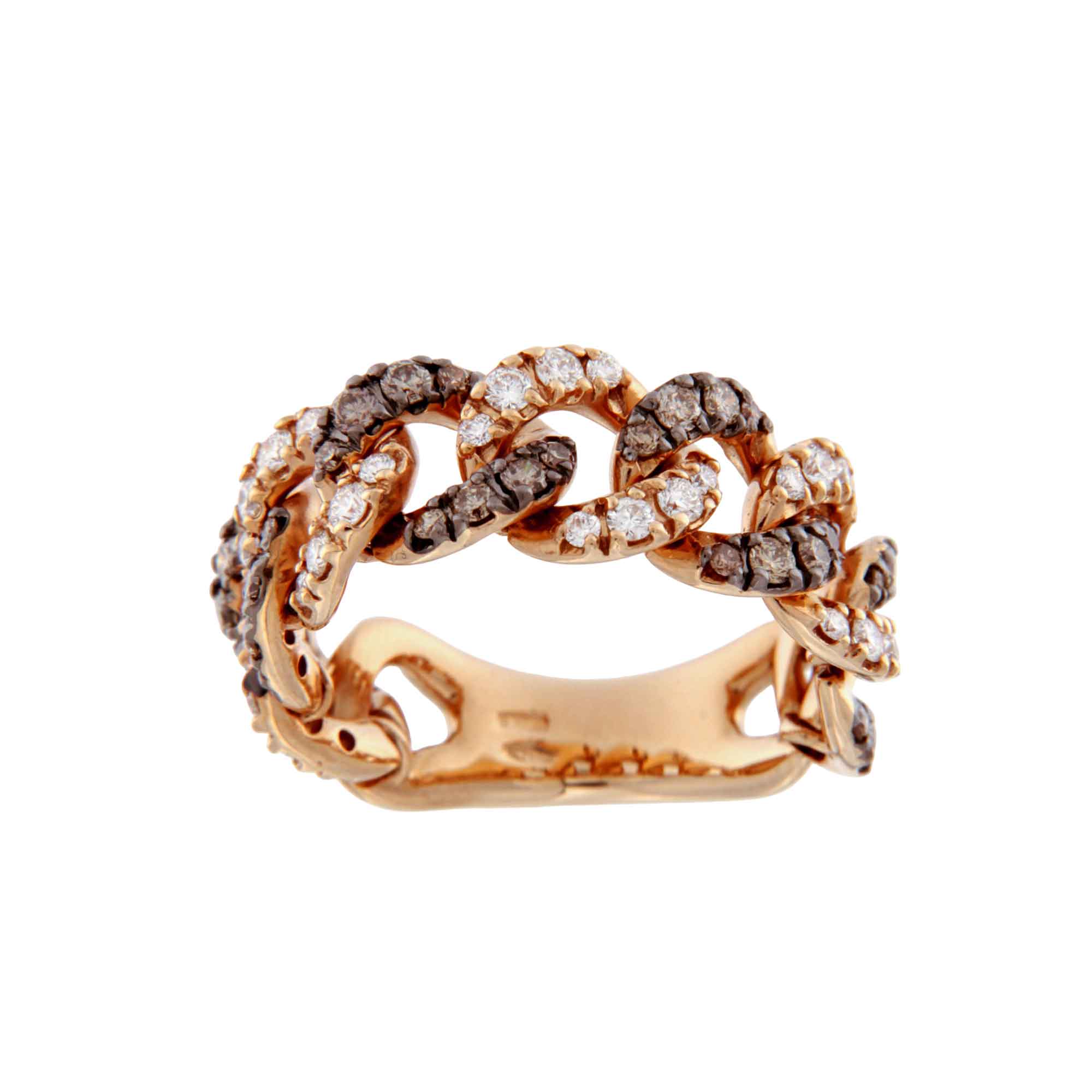 anello grumette morbido oro rosa, brillanti e brillanti brown