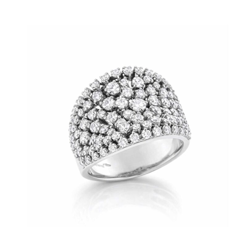 ANELLO STARS FASCIA LARGA ORO BIANCO E BRILLANTI