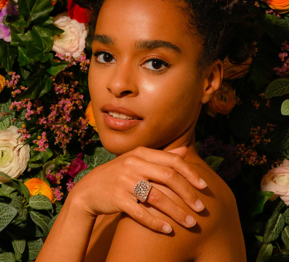 rose gold and diamonds wide band ring - Image 3