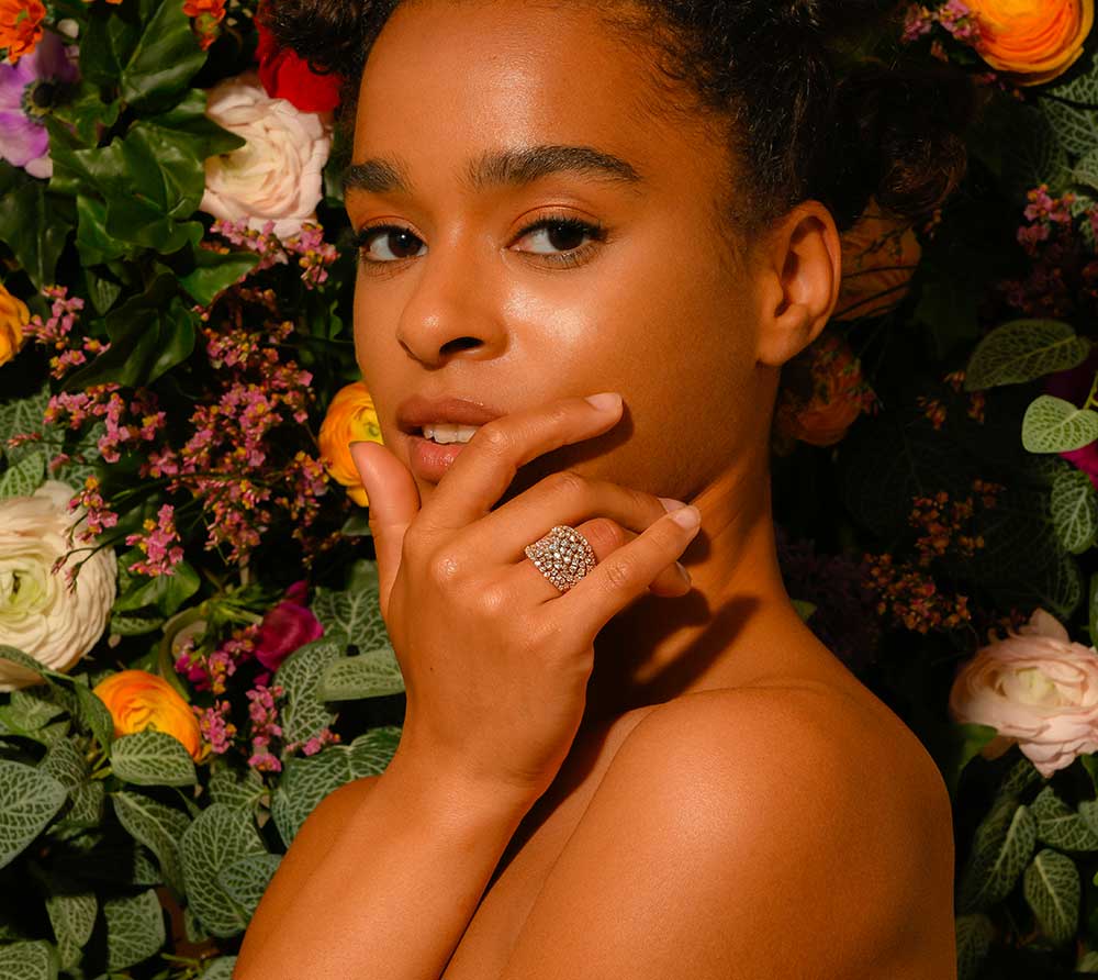 rose gold and diamonds wide band ring - Image 2