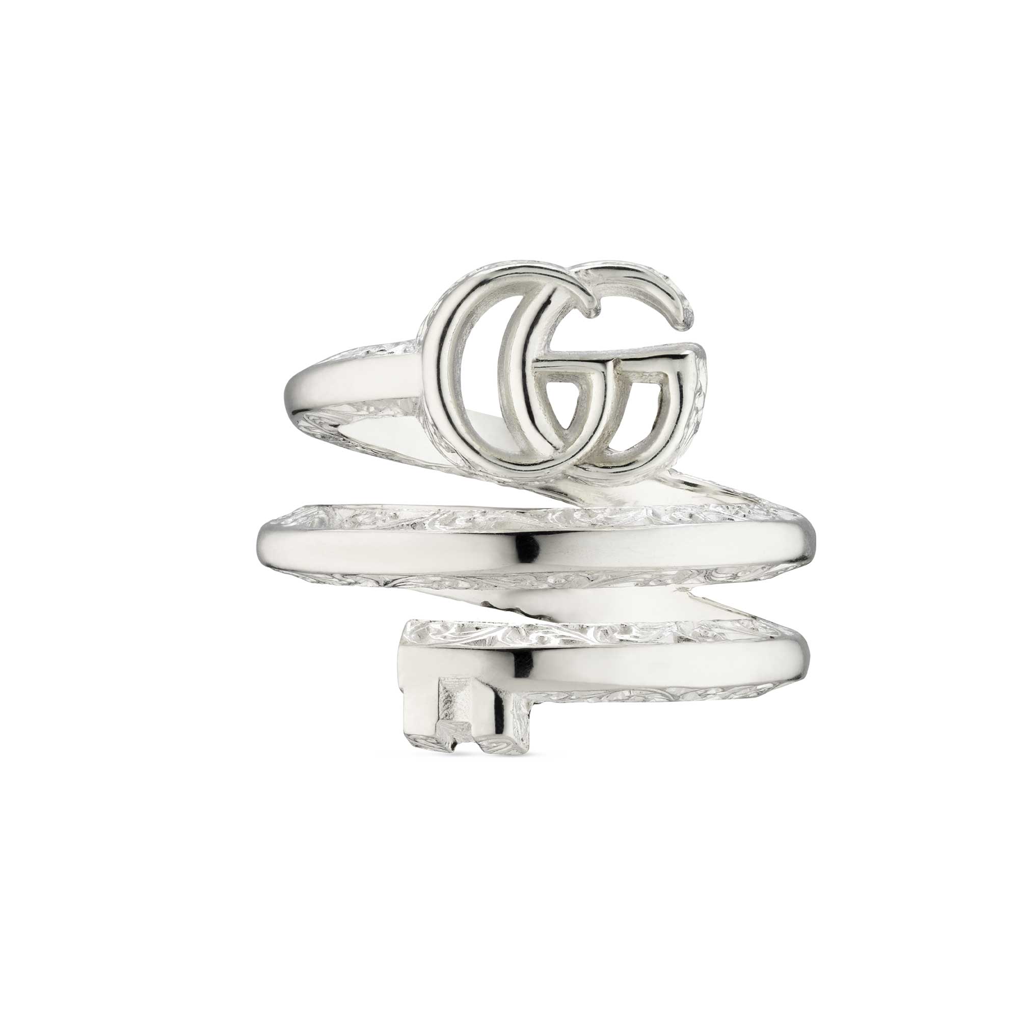 ANELLO A DOPPIA BANDA GG MARMONT CON CHIAVE FINITURA LUCIDA - immagine 2