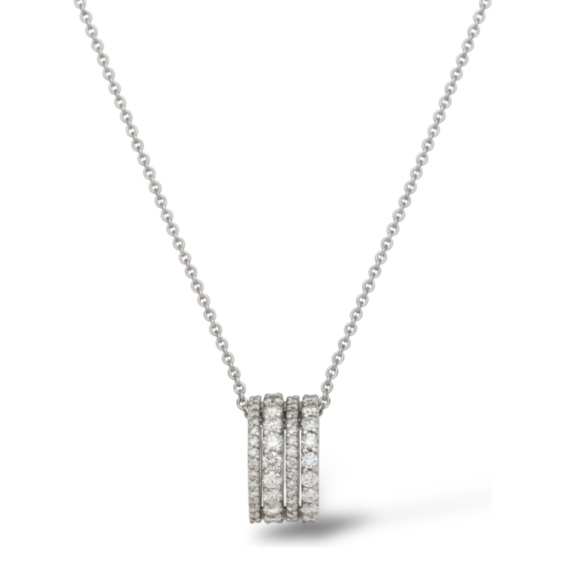 Collana in oro bianco collezione Gaia con ciondolo scorrevole Brillanti