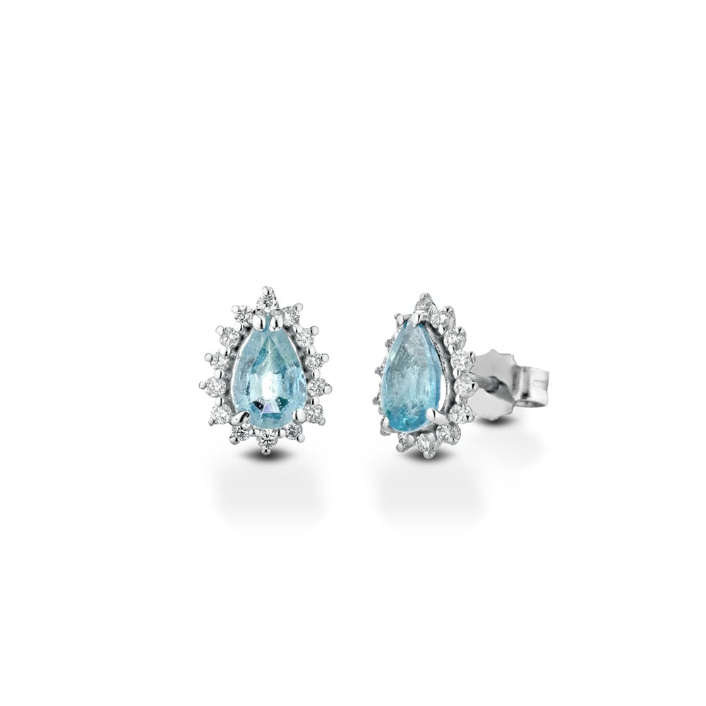 Cut drop aquamarine and diamonds earrings